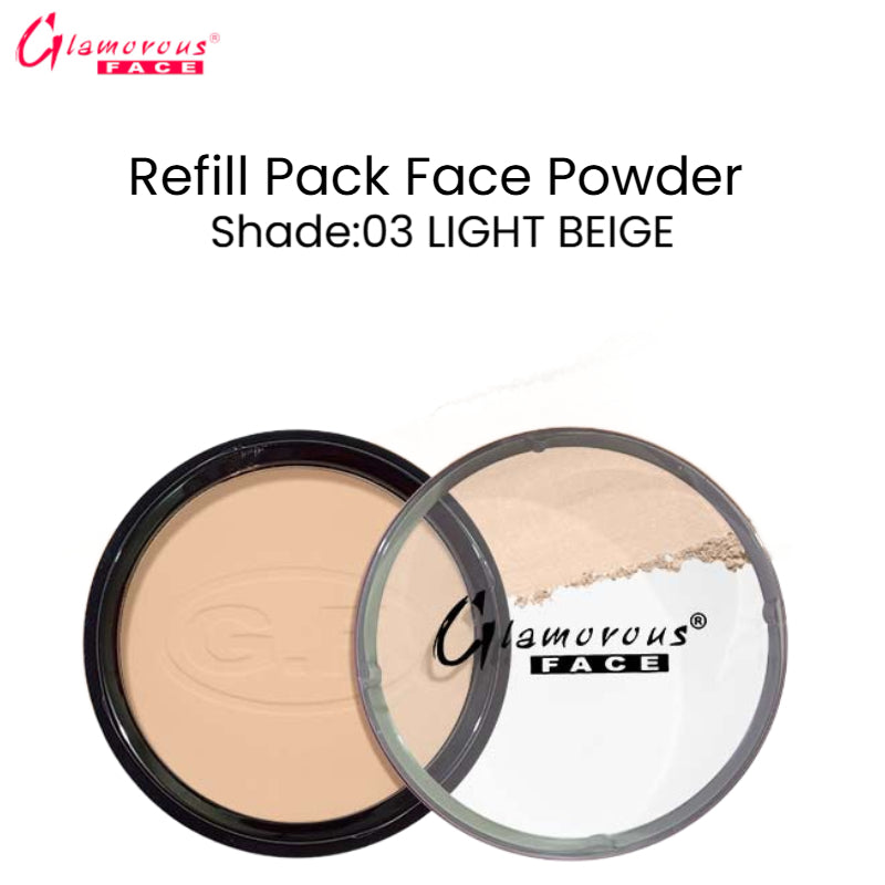 Glamorous Face Refill Pack Face Powder (Shade:03 Light Beige)