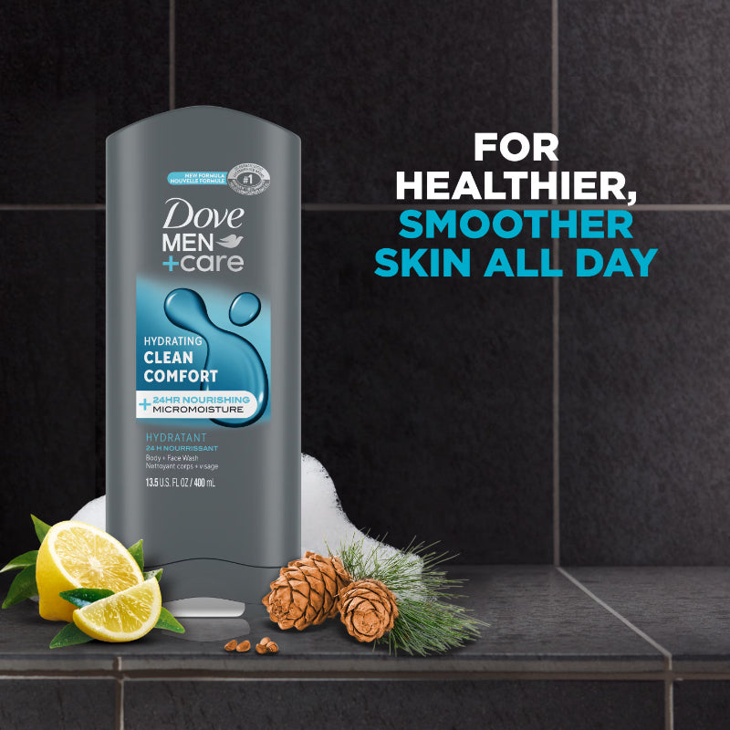 Dove Men+Care Hydrating Clean Comfort 3-in-1 Body Face + Hair Wash 400ml