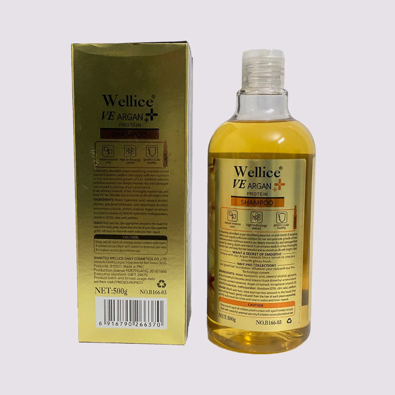Wellice VE Argan Protein Serum Shampoo Ampoule Care 500ml – Deep Repair & Nourishing Hair Care for Smooth, Shiny & Strong Hai