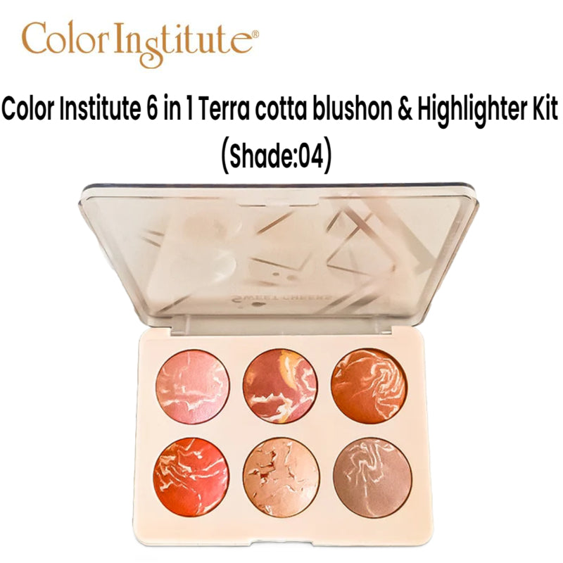 Color Institute 6 in 1 Terra cotta blushon & Highlighter Kit (Shade:04)