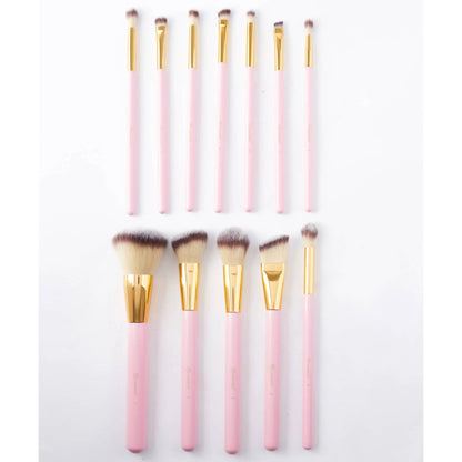 BH Cosmetics Studded Elegance 12 Piece Brush Set with a Brush Stand (PINK)