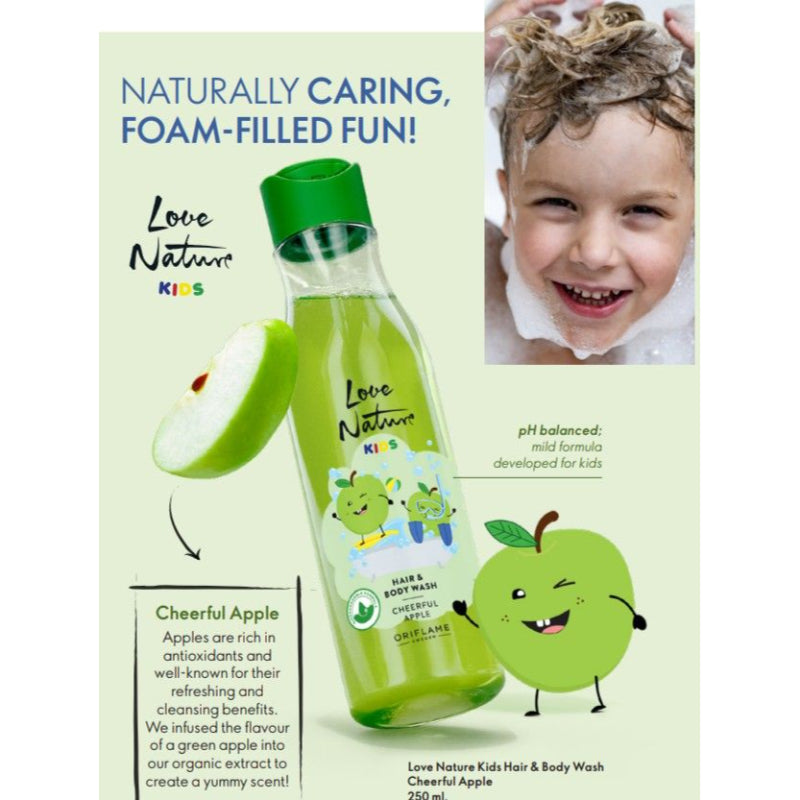 Oriflame Cosmetics Love Nature Kids Hair & Body Wash Cheerful Apple 250ml