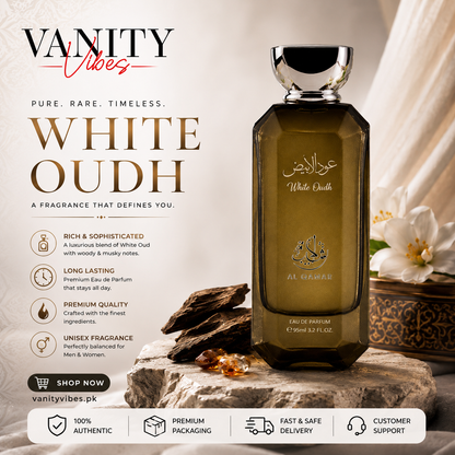 AL Qamar White Oud Eau de Parfum 95ml Pour Homme - Long Lasting Perfume for Men