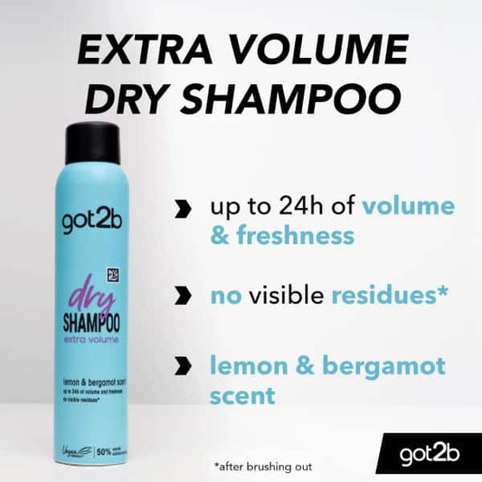 Schwarzkopf Got2b Dry Shampoo with Lemon & Bergamot 200 ml Extra Volume & Fresh Oil Control
