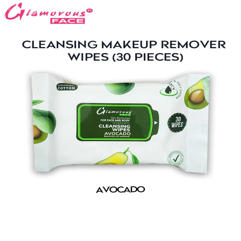 Glamorous Face Cleansing Makeup Remover Wipes 30 Pieces (AVOCADO)