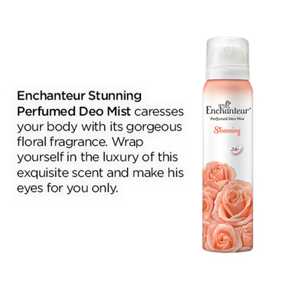 Enchanteur Stunning Perfumed Deodorant Mist 150ml - Long Lasting Floral Fragrance Body Spray for Women Freshness & Odor Prote