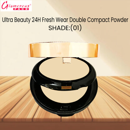 Glamorous Face Ultra Beauty 24H Fresh Wear Double Compact Powder (Shade:01)