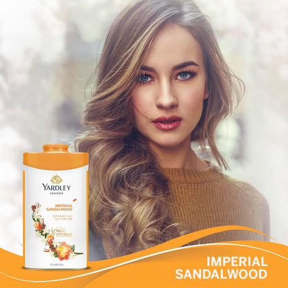 Yardley London Imperial Sandalwood Perfumed Talcum Powder 125g - Long Lasting Fragrance for Men & Women