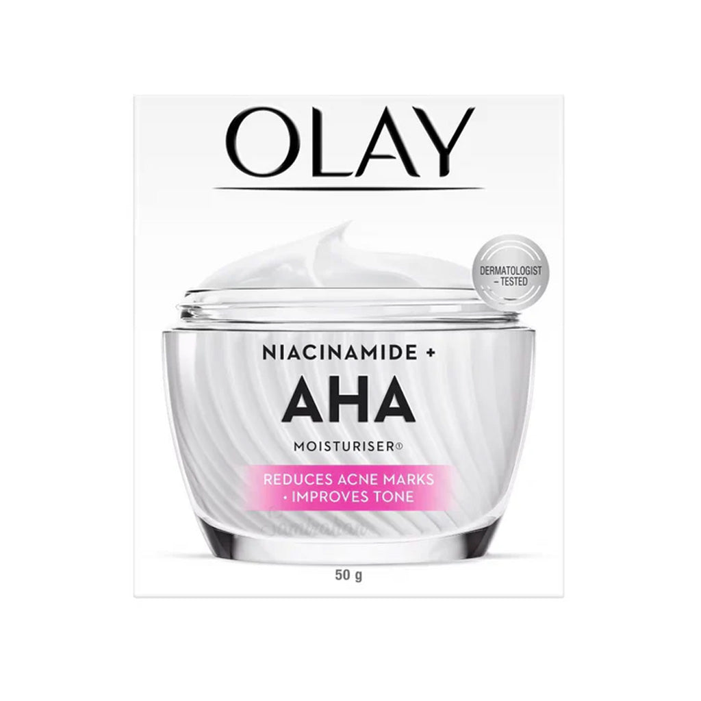 Olay Luminous Niacinamide + AHA Moisturiser 50g – Reduces Acne Marks & Improves Skin Tone Moisturising
