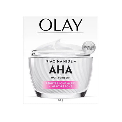 Olay Luminous Niacinamide + AHA Moisturiser 50g – Reduces Acne Marks & Improves Skin Tone Moisturising