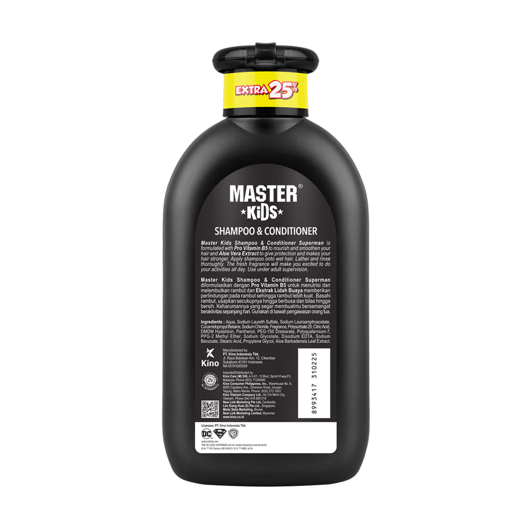 Master Kids Superman Shampoo & Conditioner 150ml – Gentle Kids Hair Care 2-in-1 Formula for Soft Smooth Hair, Tear-Free Clean