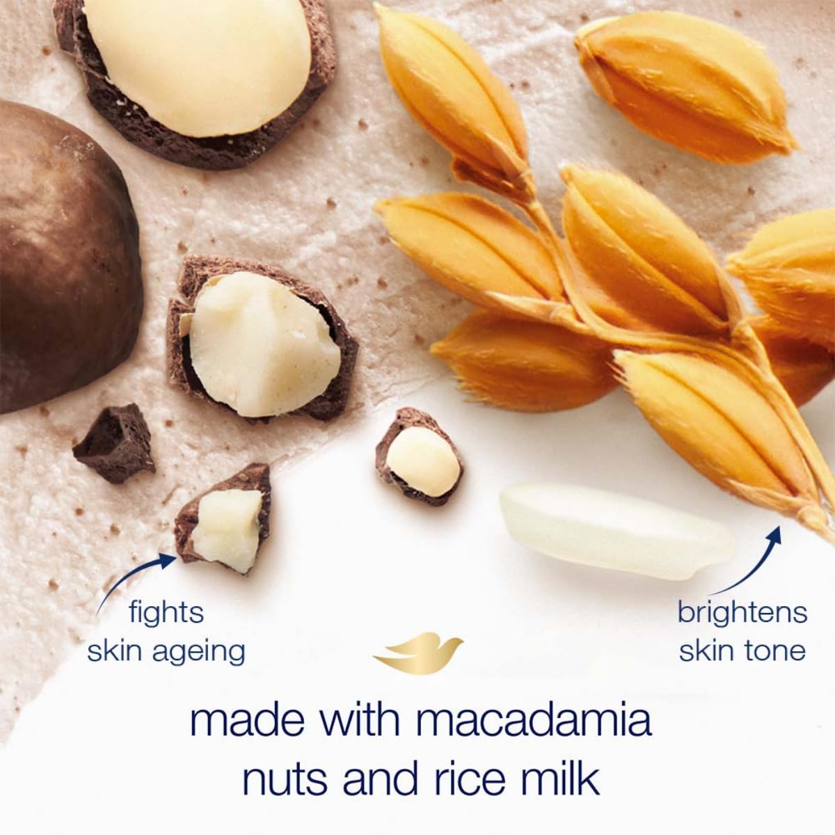 Dove Exfoliating Body Polish Crushed Macadamia & Rice Milk 298g - Gommage Exfoliant Pour Le Corps for Smooth Soft Skin