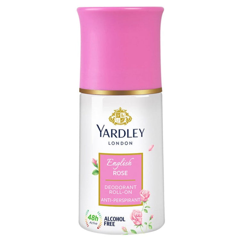 Yardley London English Rose Roll-On Deodorant for Women 50ml – Long Lasting Anti-Perspirant Roll-On with Delicate Floral Rose