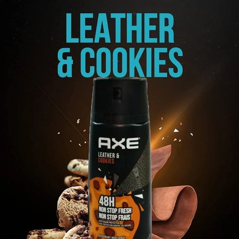Axe Leather & Cookies 48H Non-Stop Fresh Deodorant Body Spray for Men 150ml Long-Lasting Fragrance & Odor Protection