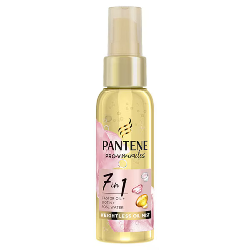Pantene Pro‑V Miracles 7‑in‑1 Castor Oil + Biotin + Rose Water Weightless Oil Mist 100 ml Lightweight Nourishing Hair Oil Mis