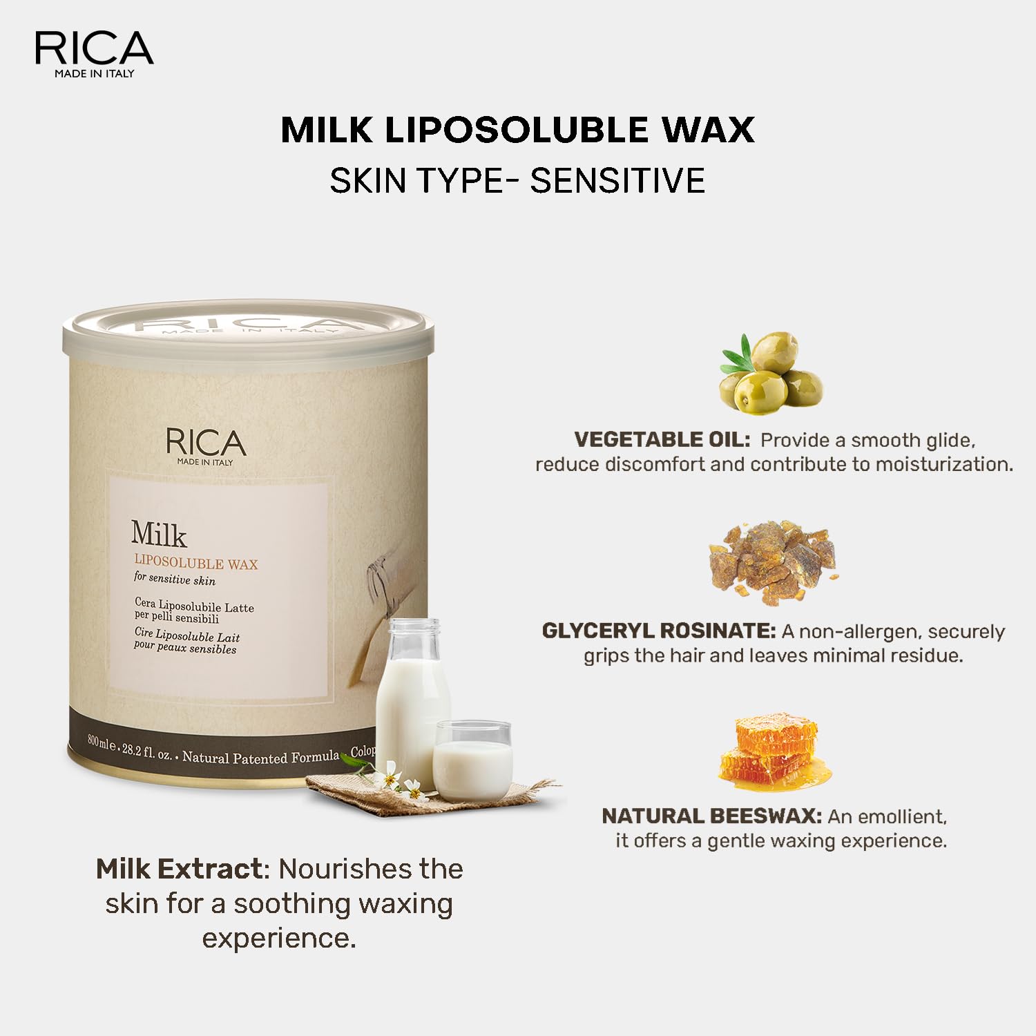 Rica Milk Liposoluble Wax for Sensitive Skin-800 ML