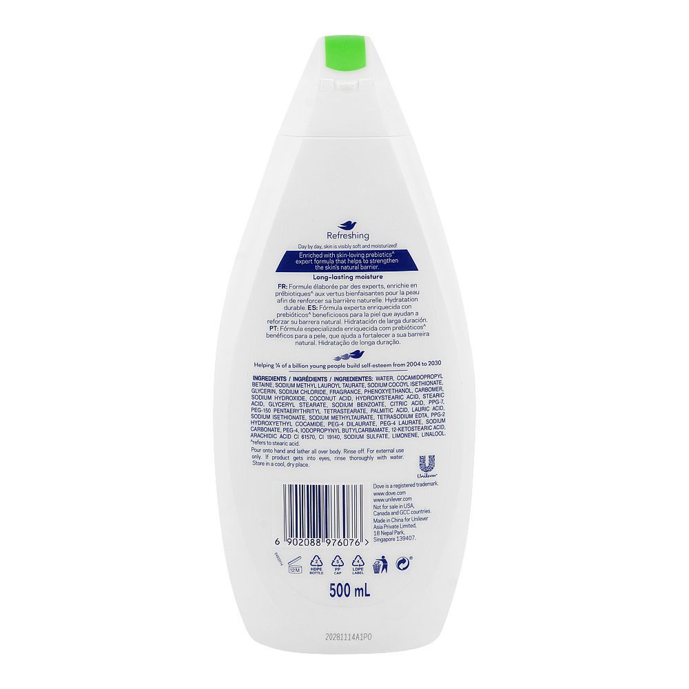 Dove Refreshing Cucumber & Green Tea Body Wash 500ml – Triple Moisture Serum for Fresh, Cool & Hydrated Skin