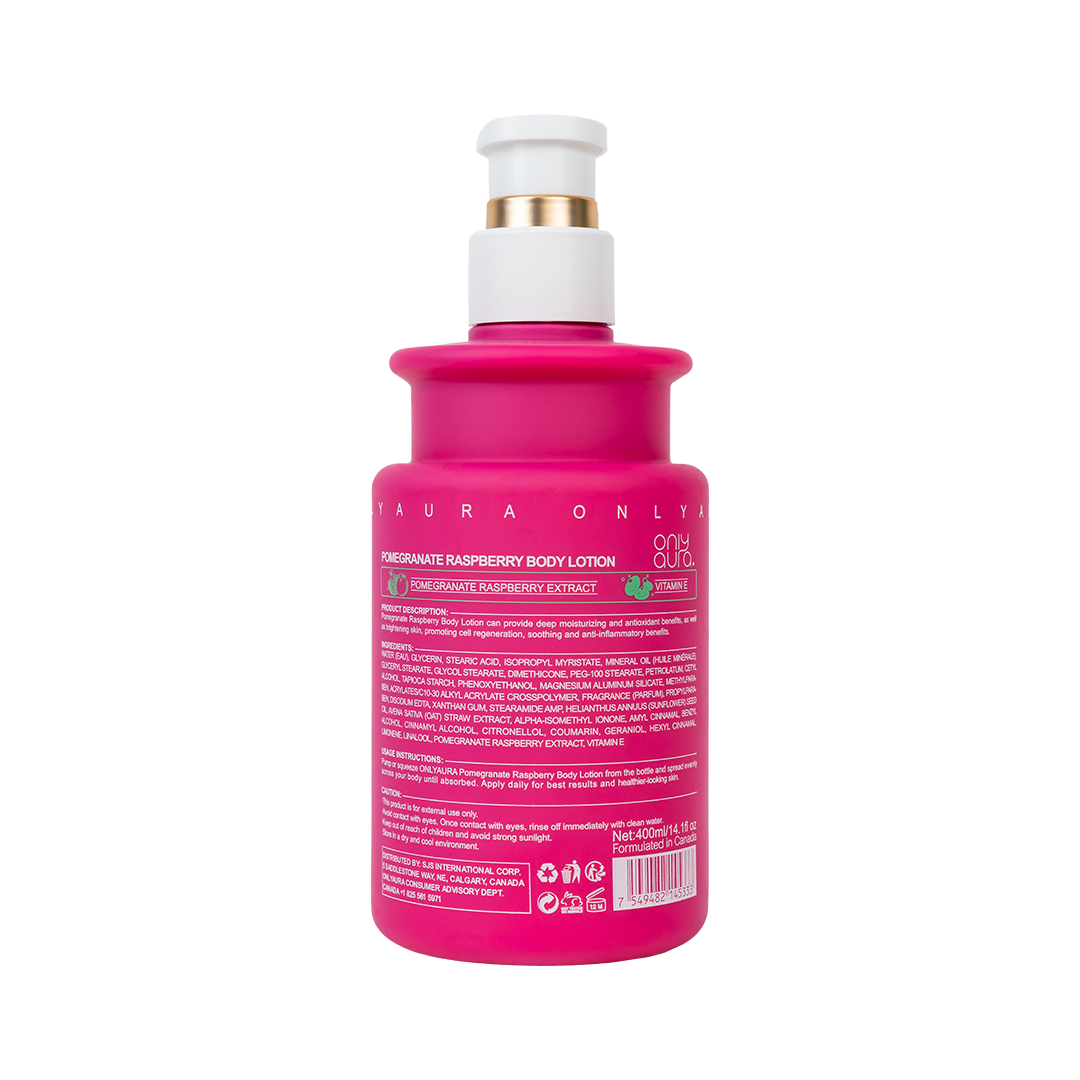 Only Aura Pomegranate Raspberry Body Lotion 400ml – Deep Moisturizing Skincare Lotion for Soft Smooth Skin, Antioxidant Nouri