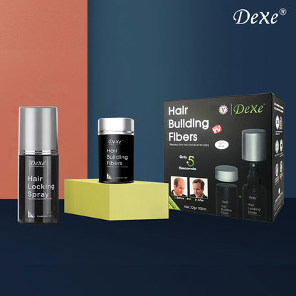 Dexe Hair Building Fibers 22 g with Hair Lock Spray 100 ml Instant Hair Thickening & Long-Lasting Hold