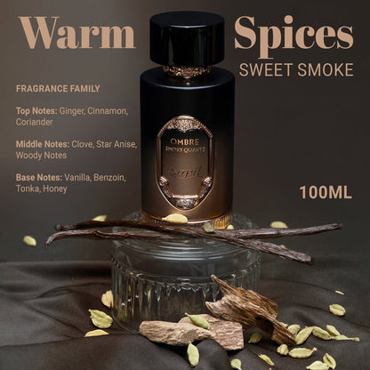 Sapil Ombre Smoky Quartz Eau de Parfum for Men & Women 100ml - Long Lasting Smoky Woody Fragrance Perfume with Warm Amber Not
