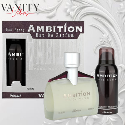 AMBITION EDP MEN 70ml + AMBITION DEO 150 ML By RASASI For Men