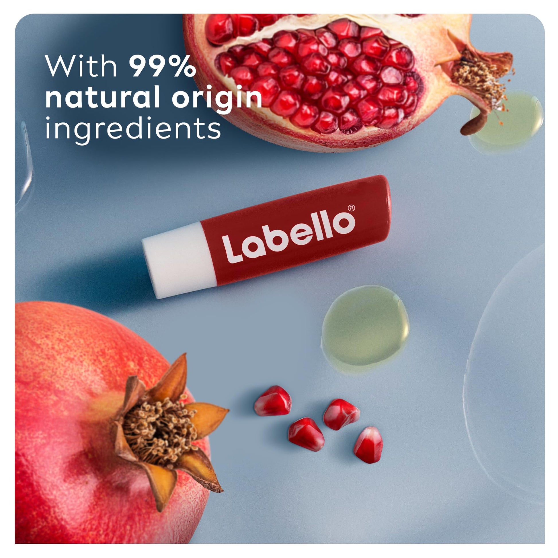 Labello 24h Moisture Lip Balm Pomegranate Shine 4.8g – Long Lasting Hydrating Lip Care Balm for Soft Smooth Lips, Moisture Pr