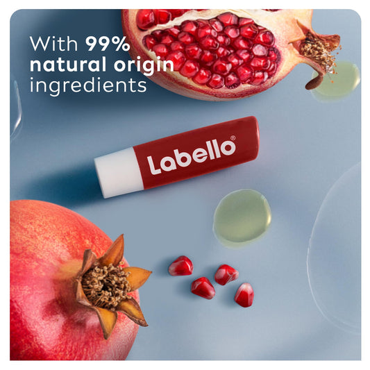 Labello 24h Moisture Lip Balm Pomegranate Shine 4.8g - Long Lasting Hydrating Lip Care Balm for Soft Smooth Lips, Moisture Pr