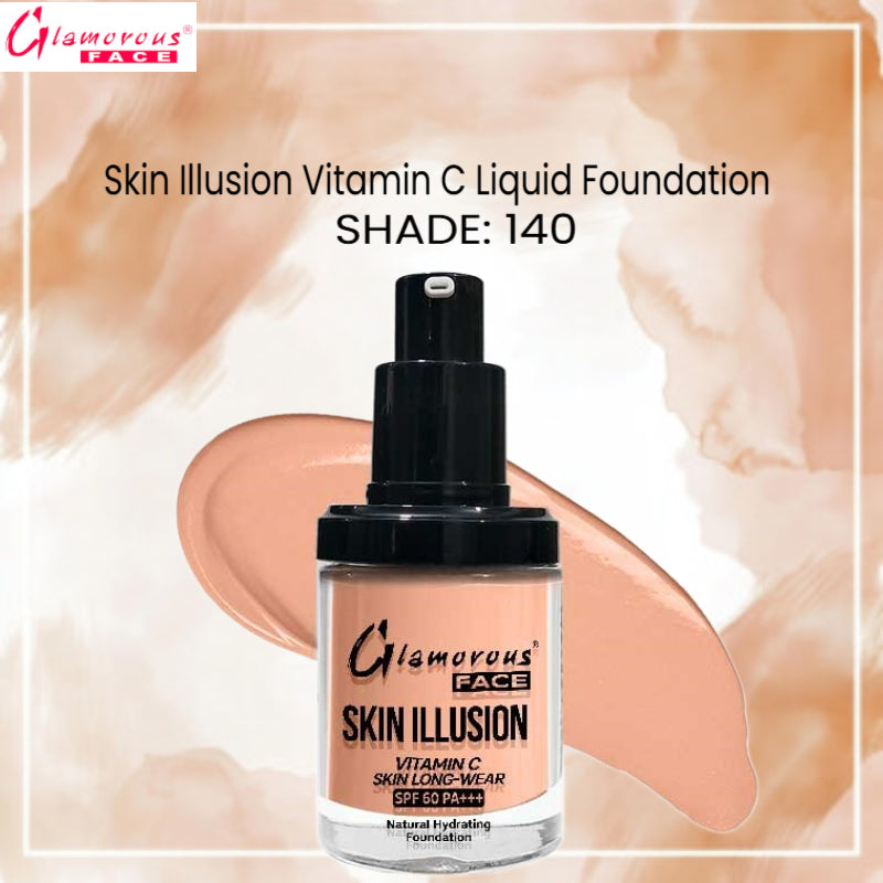 Glamorous Face Skin Illusion Vitamin C Liquid Foundation 25ml (SHADE:140)