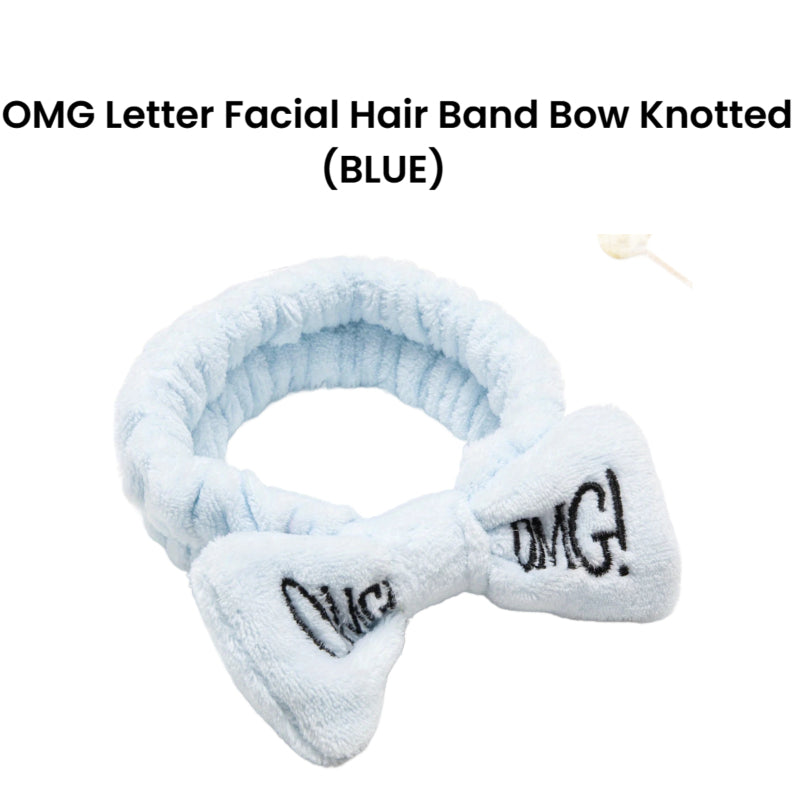 OMG Letter Facial Hair Band Bow Knotted (BLUE)