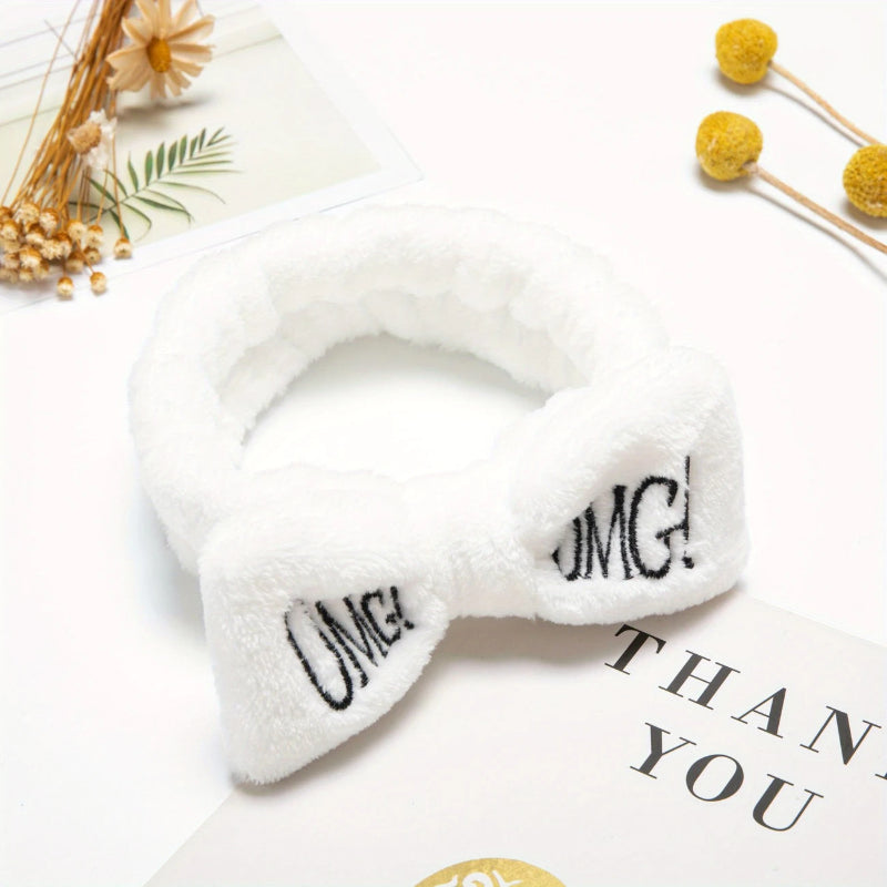 OMG Letter Facial Hair Band Bow Knotted (WHITE)
