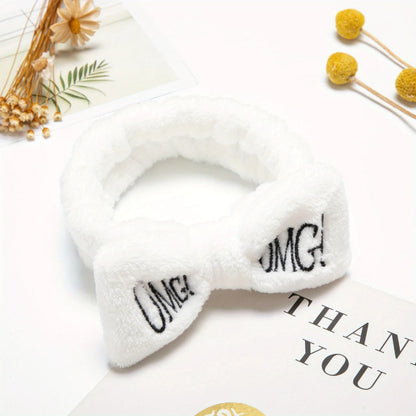 OMG Letter Facial Hair Band Bow Knotted (WHITE)