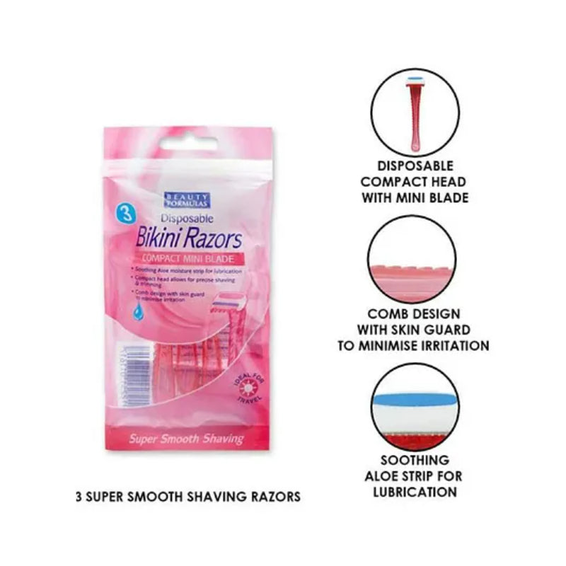 Beauty Formula Bikini Razors Compact Mini Blade 3 Pcs