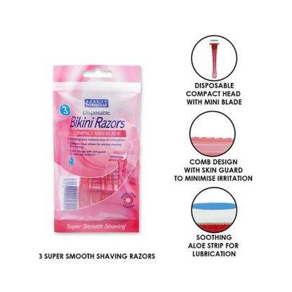Beauty Formula Bikini Razors Compact Mini Blade 3 Pcs