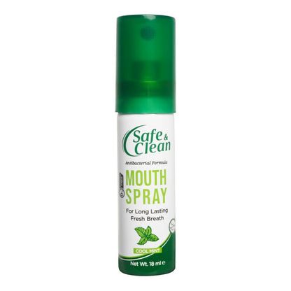 Safe & Clean Anti-Bacterial Cool Mint Mouth Spray 18ml Instant Fresh Breath