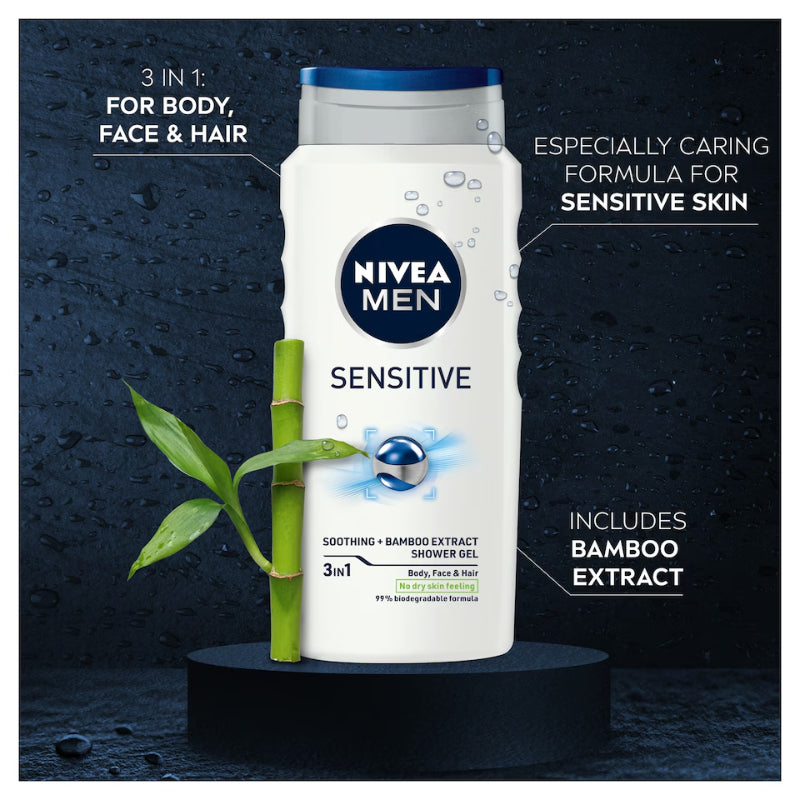 Nivea Men Sensitive Soothing + Bamboo Extract Shower Gel 3in1 250ml