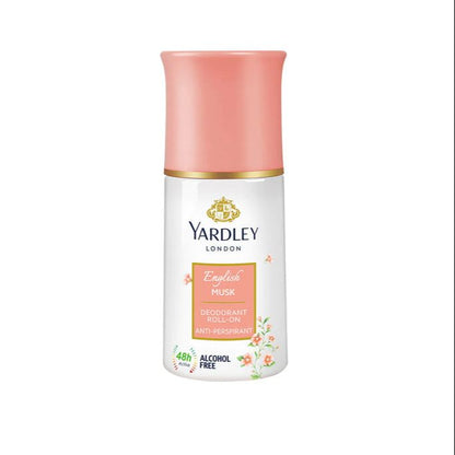 Yardley London English Musk Roll-On Deodorant for Women 50ml - Long Lasting Anti-Perspirant Roll-On with Soft Musky Floral Fr