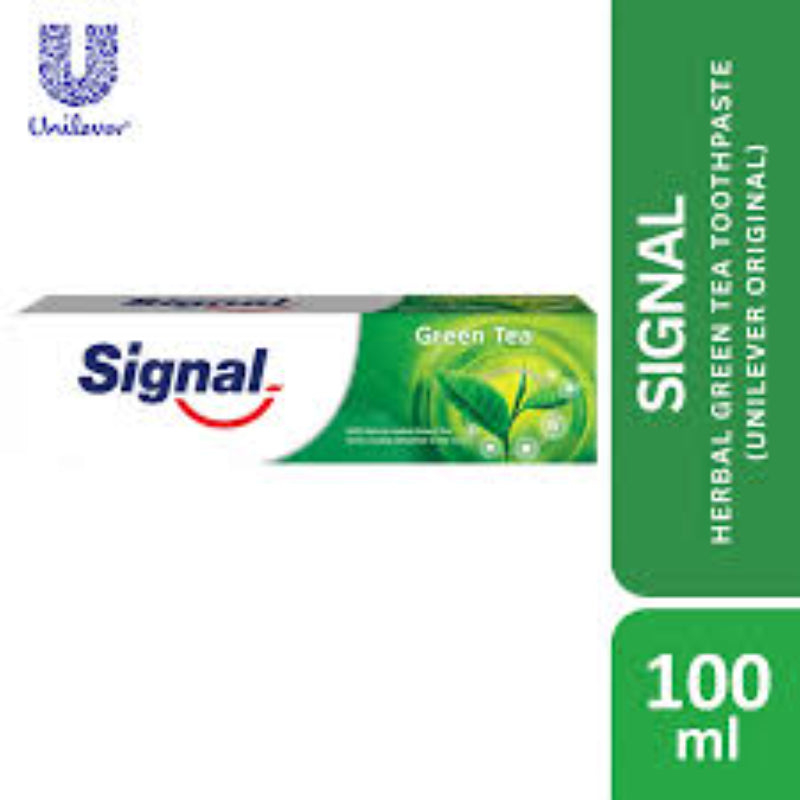 Signal Green Tea Toothpaste 100ml – Natural Herbal Fluoride Toothpaste for Cavity Protection, Fresh Breath, Plaque Control & 