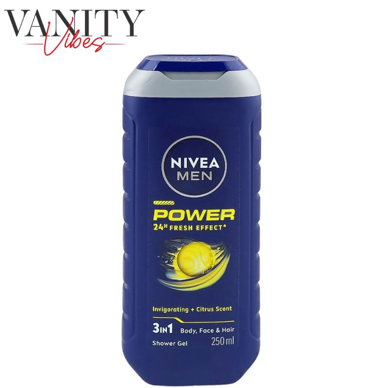 Nivea Men Power 24H Fresh Effect 3-In-1 Shower Gel For Body, Face & Hair 250ml