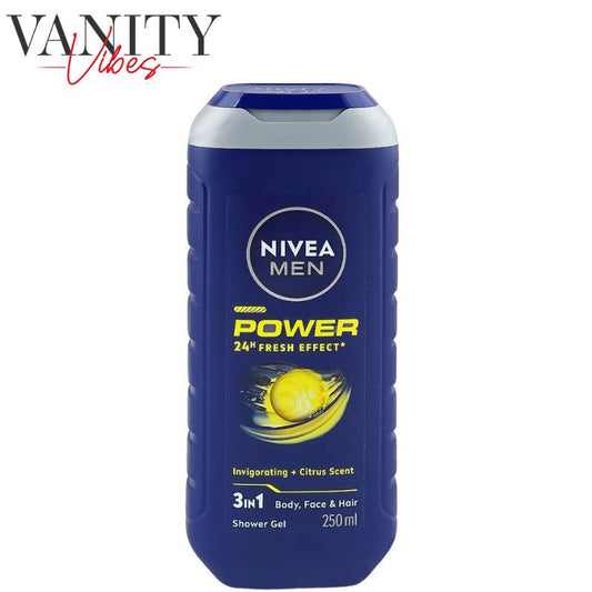 Nivea Men Power 24H Fresh Effect 3-In-1 Shower Gel For Body, Face & Hair 250ml