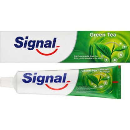 Signal Green Tea Toothpaste 100ml – Natural Herbal Fluoride Toothpaste for Cavity Protection, Fresh Breath, Plaque Control & 
