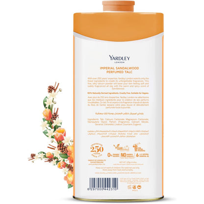 Yardley London Imperial Sandalwood Perfumed Talcum Powder 125g - Long Lasting Fragrance for Men & Women
