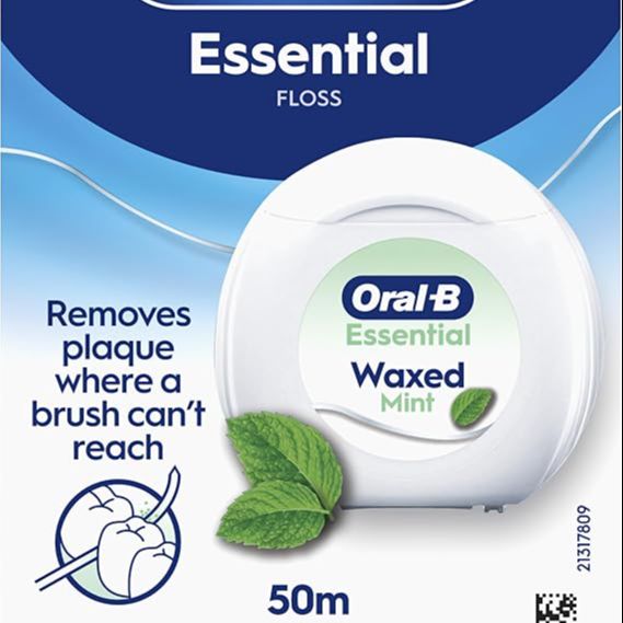 Oral-B Mint Essential Dental Floss 50m - Cleans Where Toothbrushes Cannot Reach for Fresh & Healthy Gums