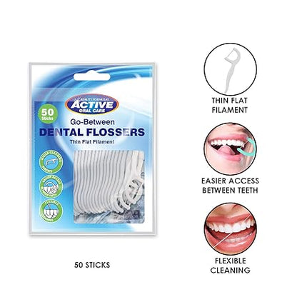 Beauty Formulas Active Go Between Dental Flossers 50 sticks