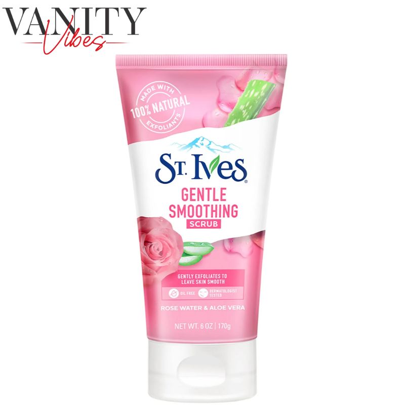 St. Ives Gentle & Smooth Scrub Rose Water & Aloe Vera 170g Soothing & Hydrating Face Scrub