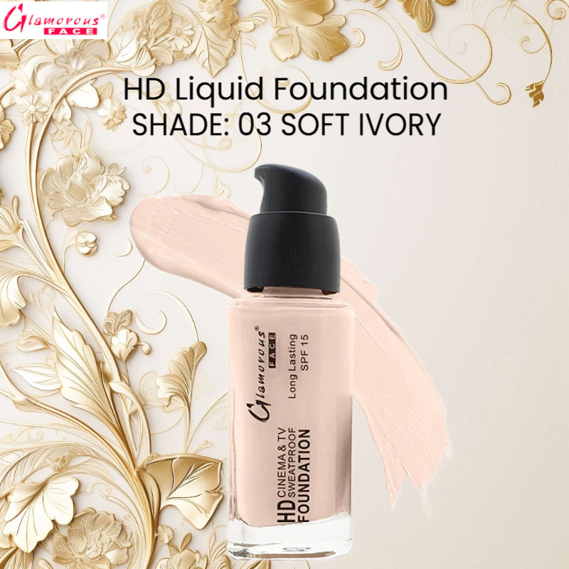 Glamorous Face HD Liquid Foundation (03 Soft Ivory)