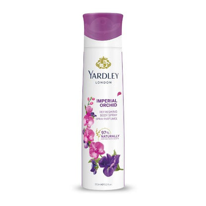 Yardley London Imperial Orchid Body Spray for Women 150ml – Elegant White Floral Fragrance Mist with Orchid, Jasmine & Almond