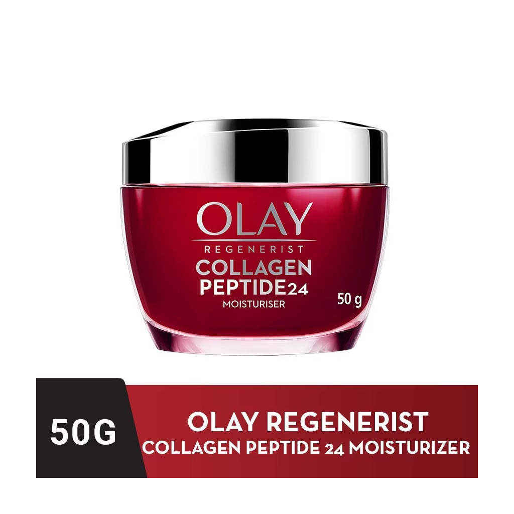 Olay Regenerist Peptide 24 Collagen Peptide Moisturiser 50g – 10X More Collagen Peptides, Fragrance Free Anti-Aging Cream