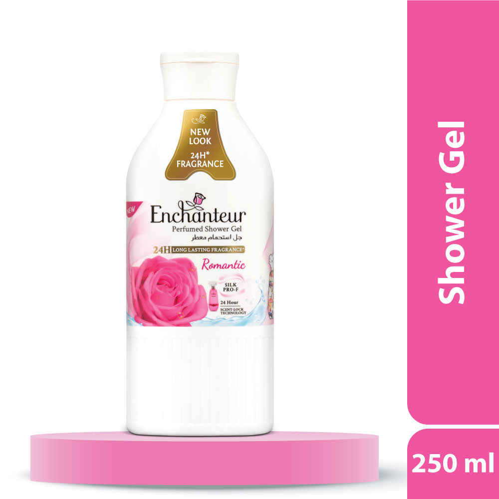Enchanteur New Look Perfumed Shower Gel Romantic 250ml – 24H Long Lasting Fragrance for Silky, Fresh & Radiant Skin