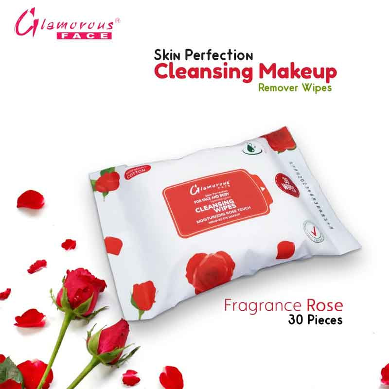 Glamorous Face Cleansing Makeup Remover Wipes 30 Pieces (ROSE)