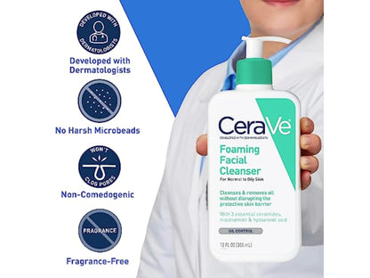Cerave Foaming Facial Cleanser For Normal To Oily Skin 355ml USA STOCK